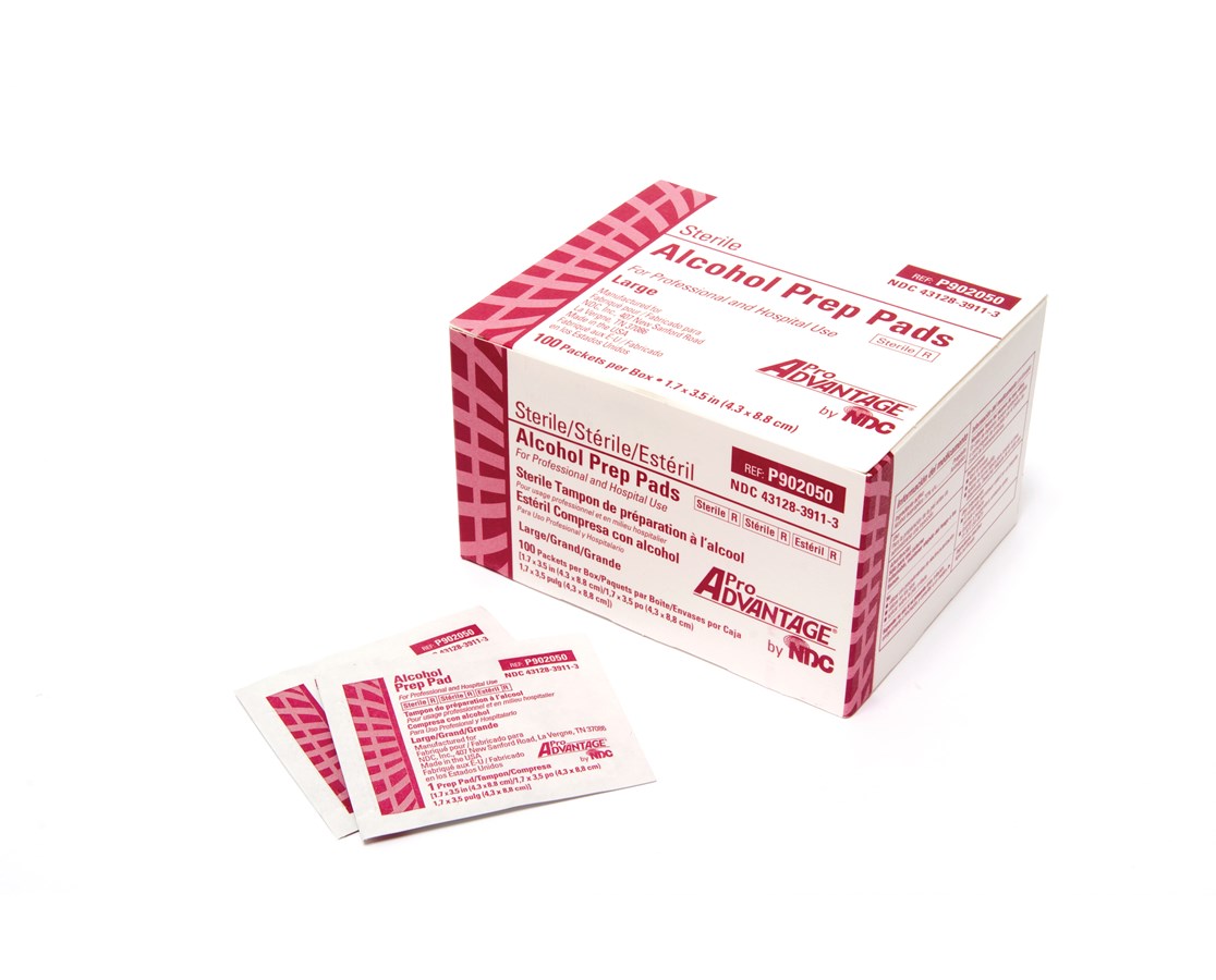 Prep Pads Alcohol ProAdvantage 1.75' x 3.5' Sterile Large (100/BX 10BX/CS) by Pro Advantage  ID P902050